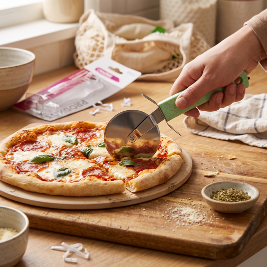 CHAMBIKO Pizza Cutter with Sharp Cutting Blade | Ergonomic Pizza Slicer Wheel for Pizza, Flatbread & Baked Foods