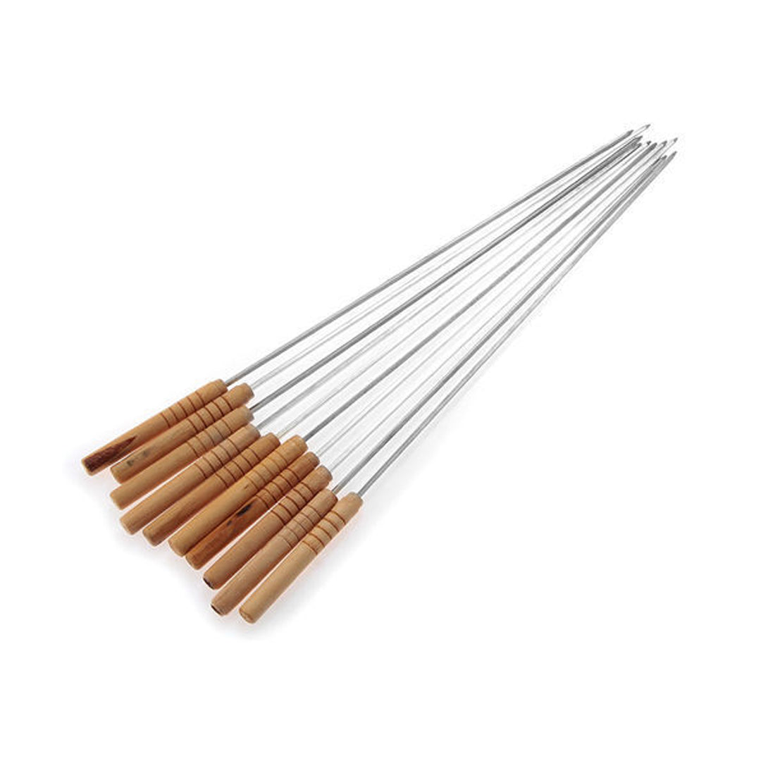 XPO BBQ Skewer Set with Wooden Handle – 480 mm Stainless Steel Kebab Skewers for Grilling Meat & Vegetables