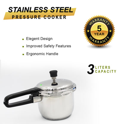 XPO Stainless Steel Pressure Cooker – Durable SS Cooker with Safety Locking Lid & Pressure Release Valve