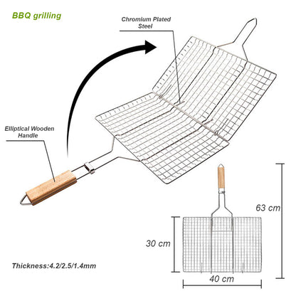 XPO Premium BBQ Grill 63×40×30 cm – Large Outdoor Grill with Wooden Handle