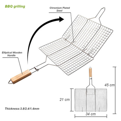 XPO Premium Compact BBQ Grill 45×34×21 cm – Outdoor Grill with Wooden Handle