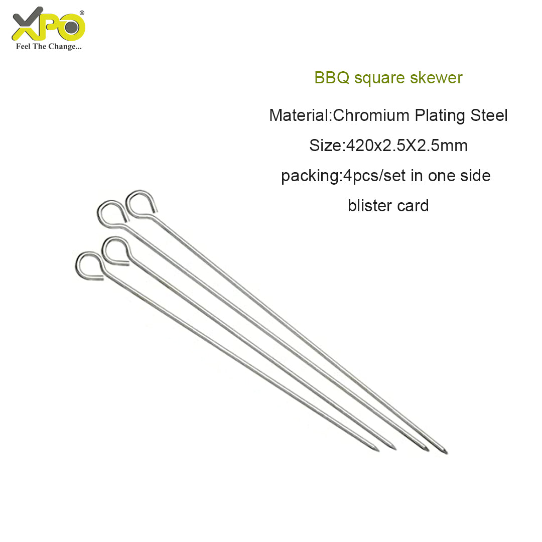 XPO Square BBQ Skewer 410 mm – 2.5 × 2.5 mm Stainless Steel Kebab Skewer for Grilling