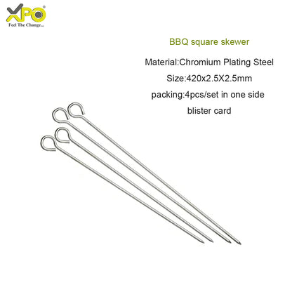 XPO Square BBQ Skewer 410 mm – 2.5 × 2.5 mm Stainless Steel Kebab Skewer for Grilling