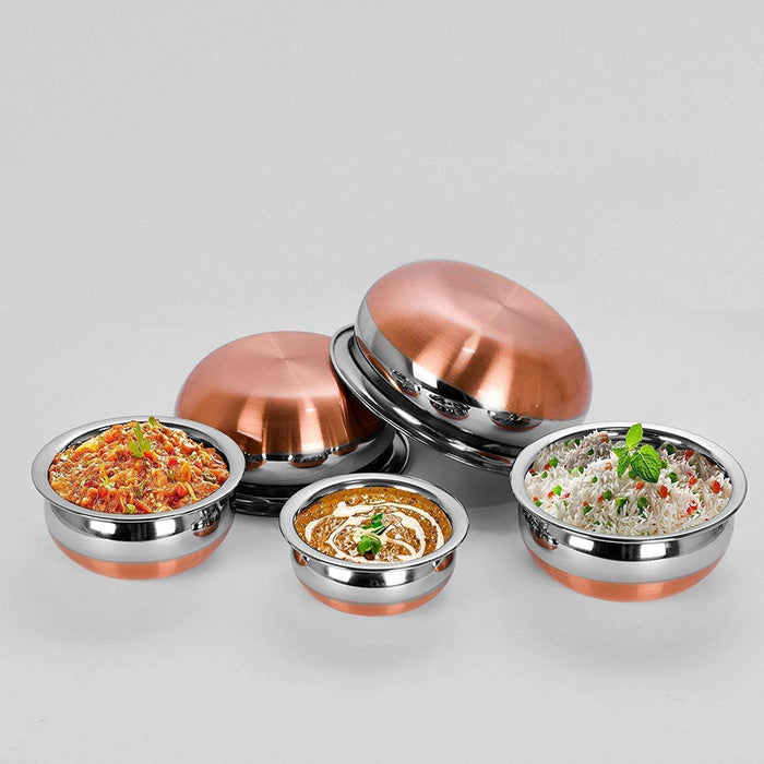 Stainless Steel Copper Bottom Chetty With Lid/Cookware/ Serve ware / Handi /Pot -  5  Pcs Set Standard White